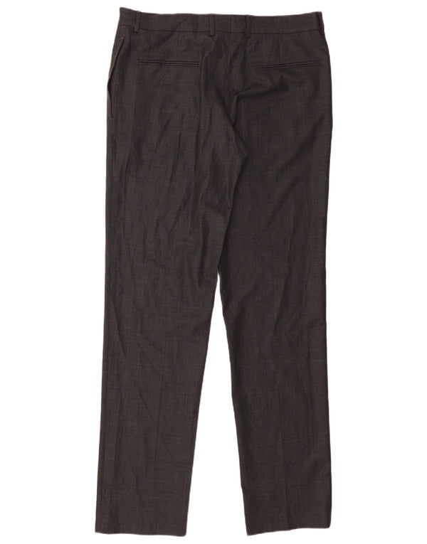 Pantaloni da abito dritti da uomo Zara EU 44 Large W34 L34 Lana grigia