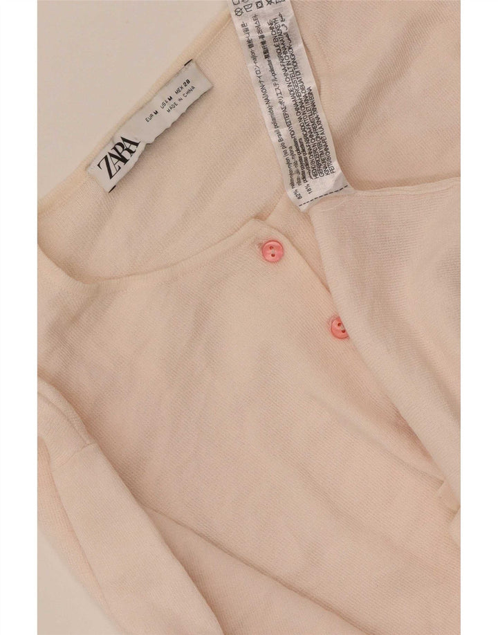Maglione cardigan da donna Zara UK 12 Nylon rosa medio