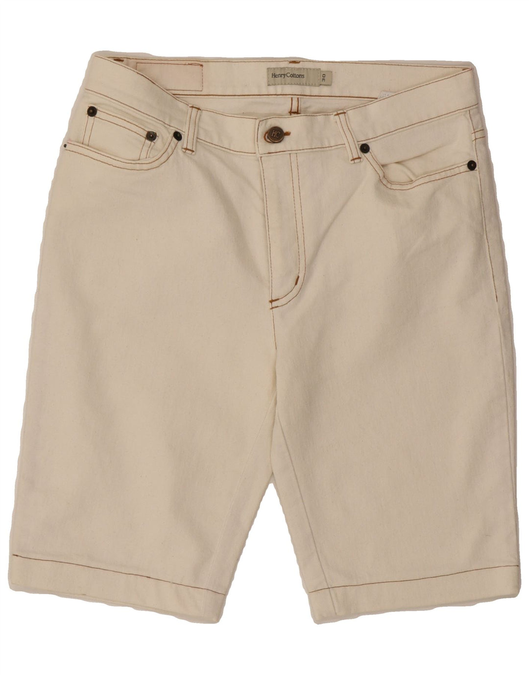 HENRY COTTONS Womens Denim Shorts W30 Medium Off White Cotton Vintage Henry Cottons and Second-Hand Henry Cottons from Messina Hembry 
