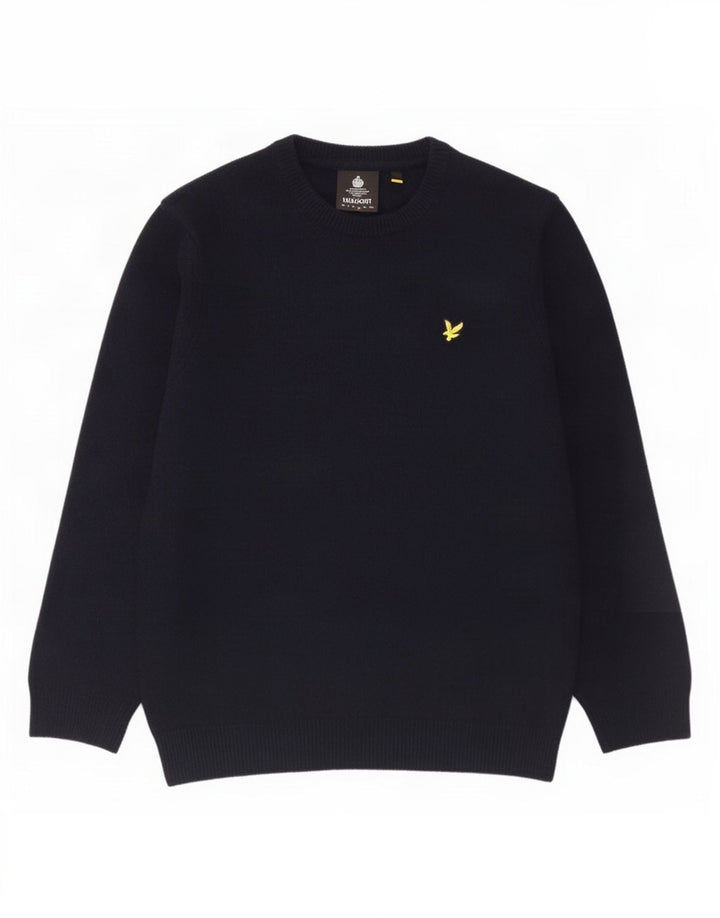 Lyle & Scott Uomo Maglione Girocollo Maglione Grande Lana Blu Navy