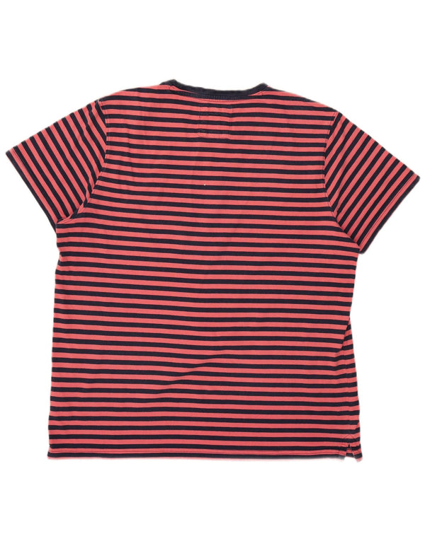 Crew Clothing T-shirt regolare da uomo a maniche corte 2XL Cotone a righe rosa