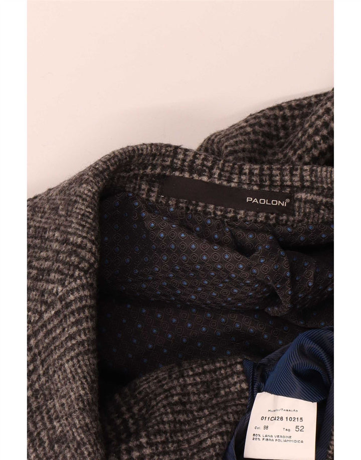 Paoloni Cappotto Uomo IT 52 XL Grigio Pied De Poule Lana Vergine
