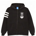 Maglione con cappuccio e zip grafica Adidas da uomo a tre strisce in cotone nero medio