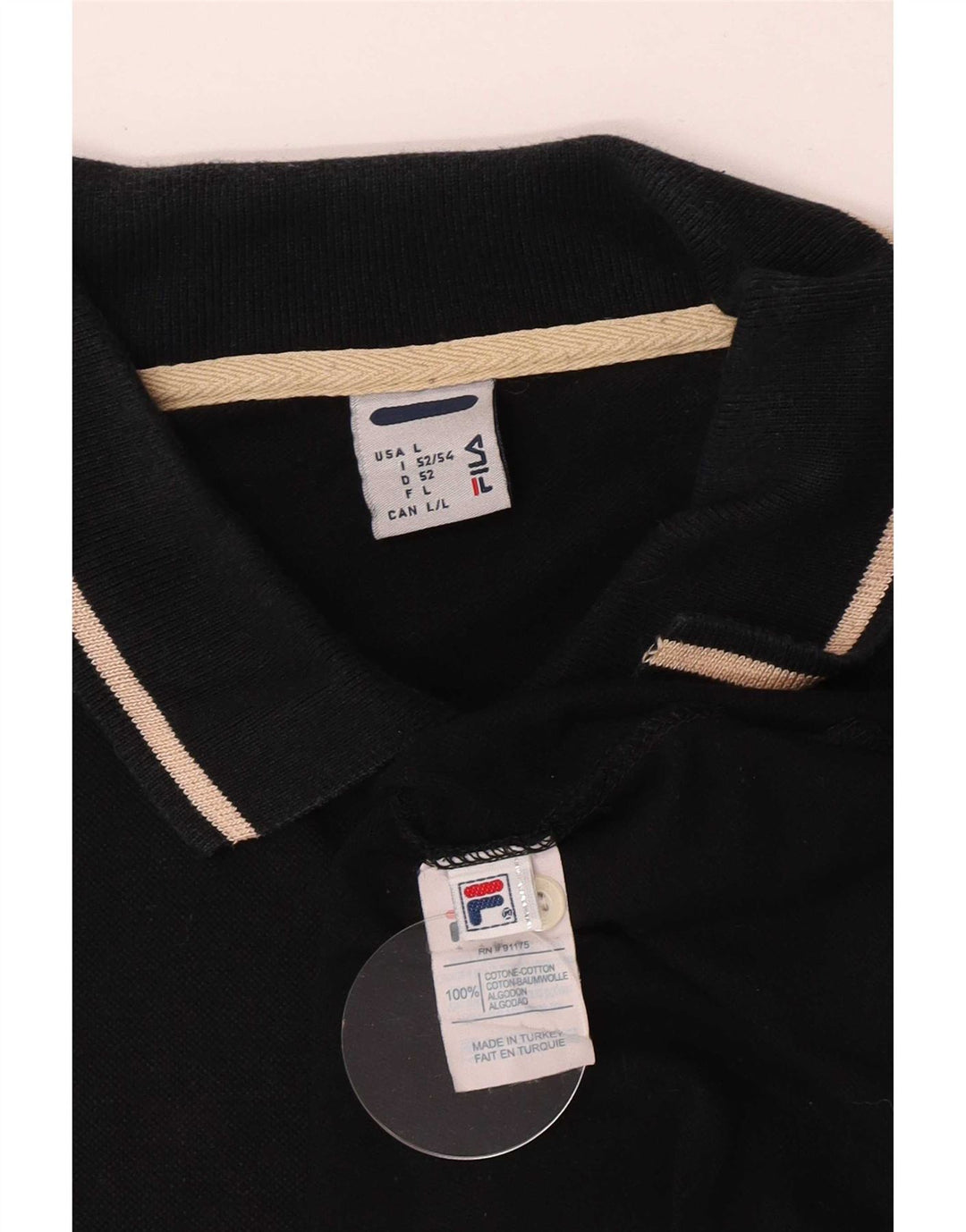 Polo da uomo Fila grande in cotone a righe nere
