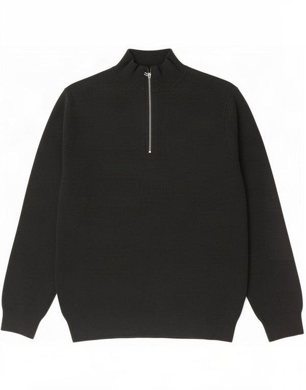 Maglione Zara da uomo con zip e collo XL in cotone verde