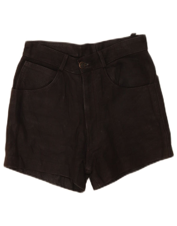 Pantaloncini vintage in pelle da donna W24 XS neri