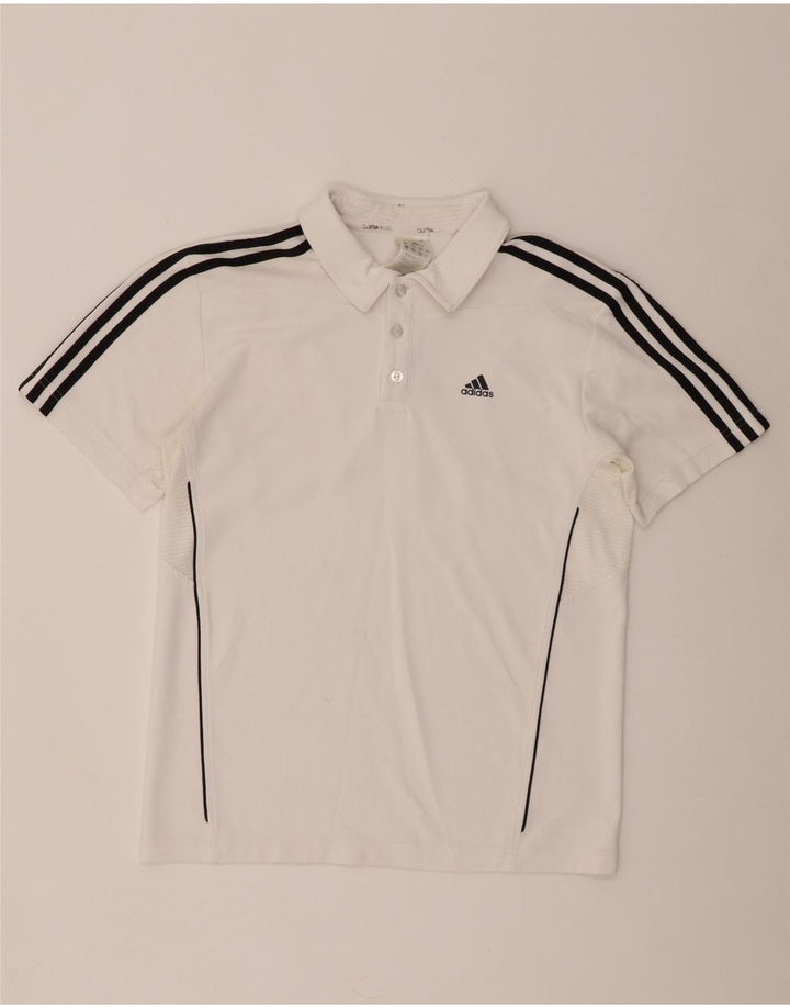 Polo Adidas Climacool da uomo piccola in poliestere bianco