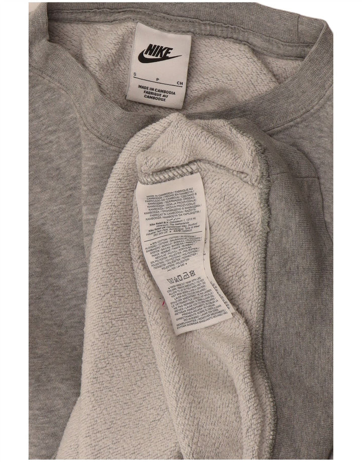 Felpa oversize con grafica Nike da donna, maglione UK 10, piccolo cotone grigio
