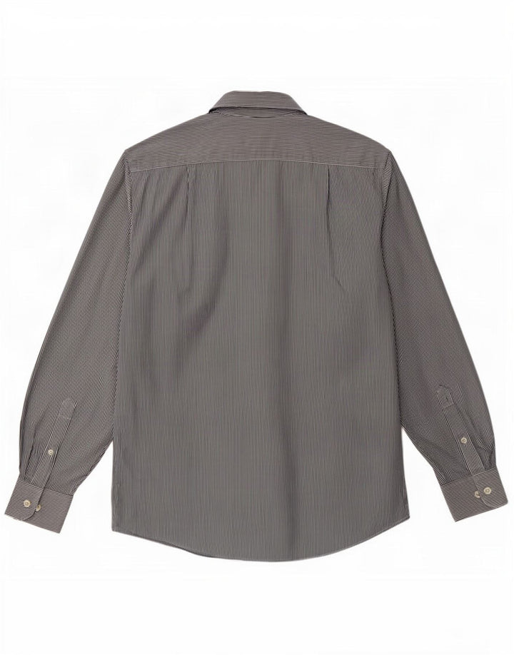 Izod Camicia da uomo piccola in cotone gessato blu