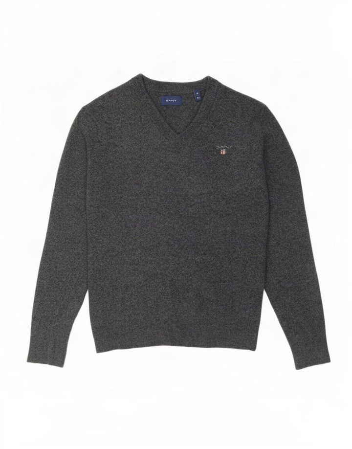 Maglione maglione con scollo a V da donna Gant UK 12 Lana grigio medio