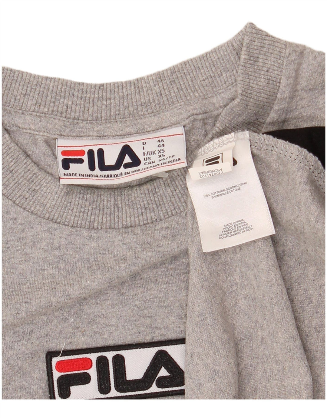 T-shirt Fila da uomo Top XS in cotone color block grigio