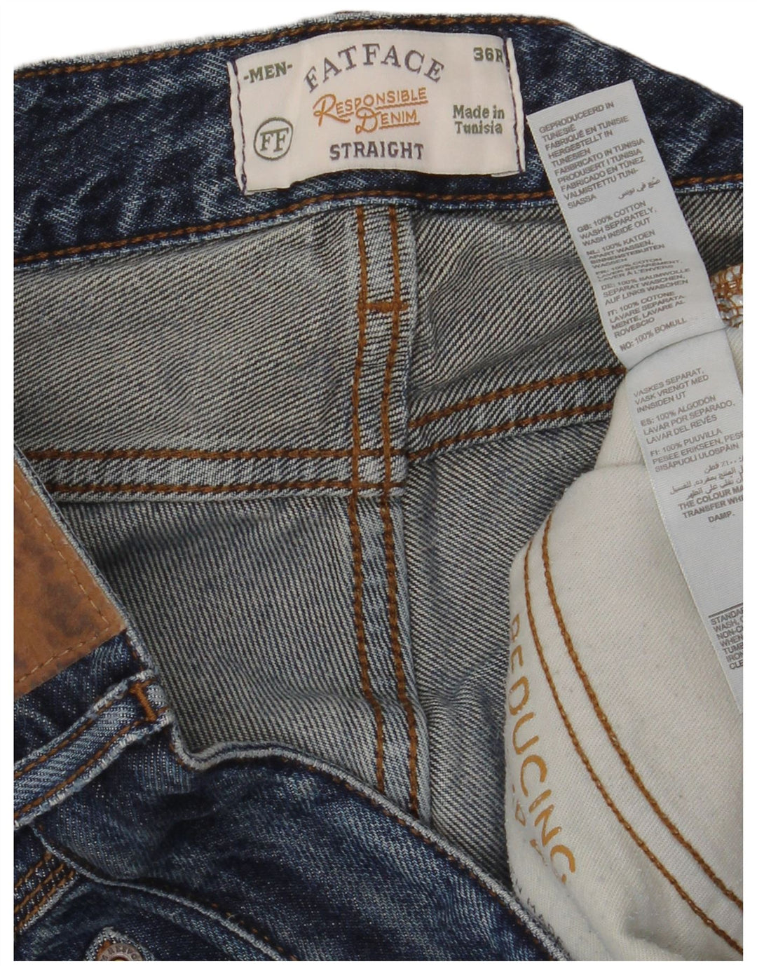 Jeans dritti da uomo Fat Face W36 L32 cotone blu