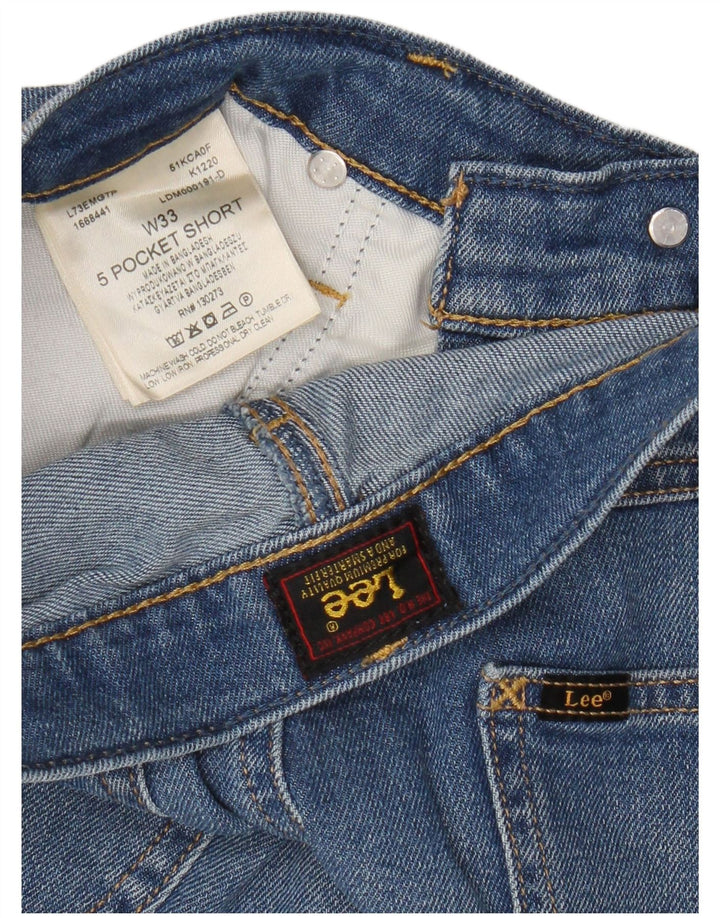 Pantaloncini di jeans da uomo Lee W33 cotone blu medio