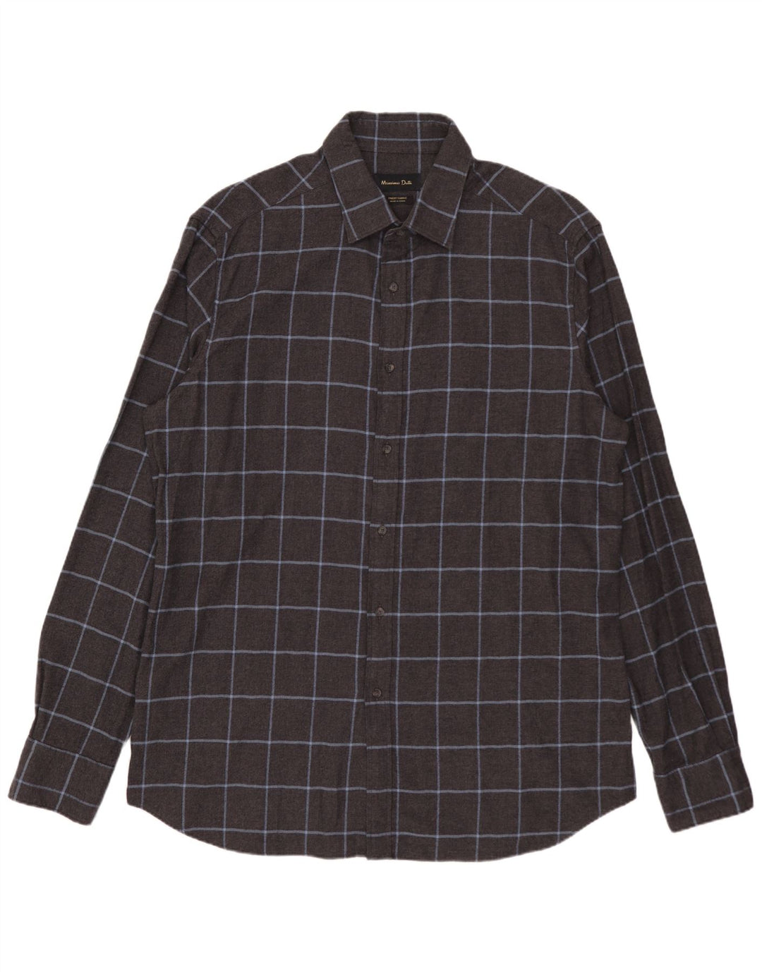 MASSIMO DUTTI Camicia da uomo in flanella XL in cotone a quadri grigi