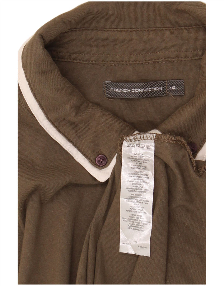 Polo da uomo French Connection 2XL cotone a righe kaki