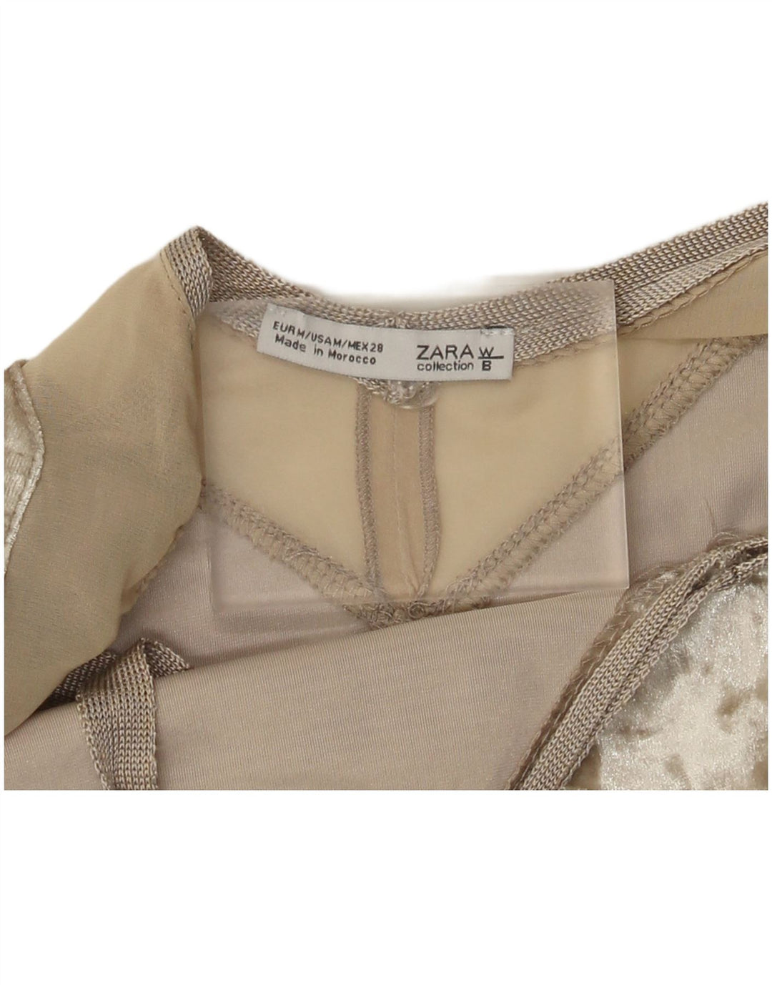 Top corto in velluto da donna Zara, taglia UK 12, beige medio