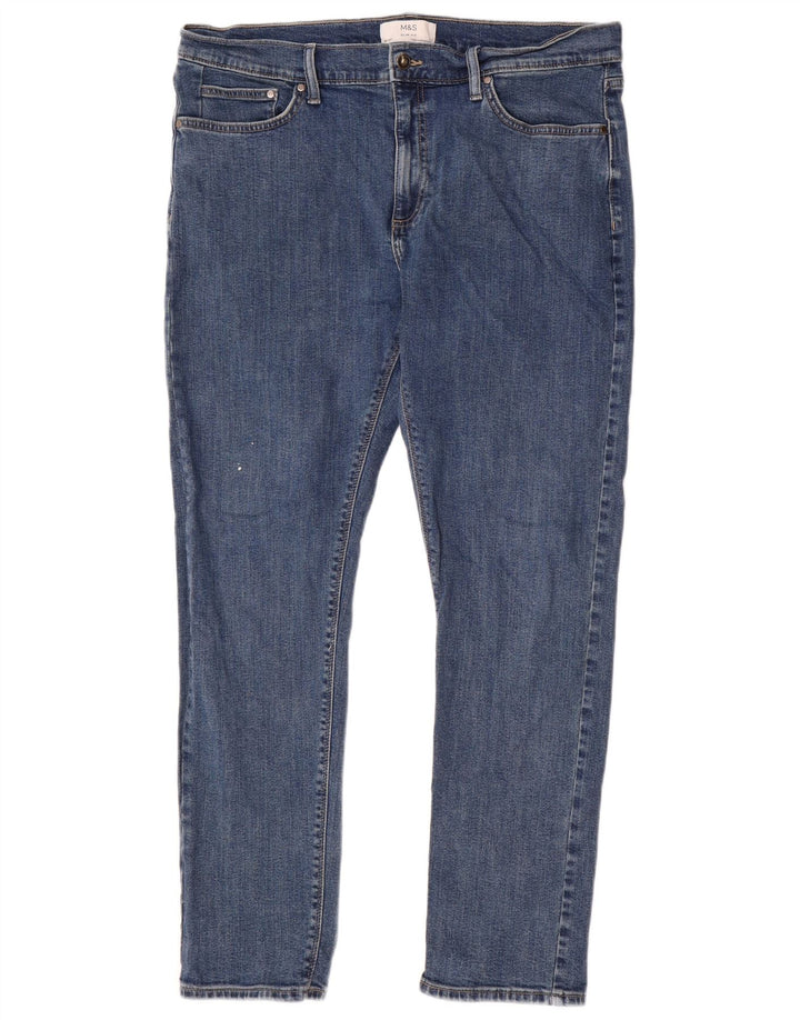 Jeans slim da uomo Marks & Spencer W36 L31 cotone blu