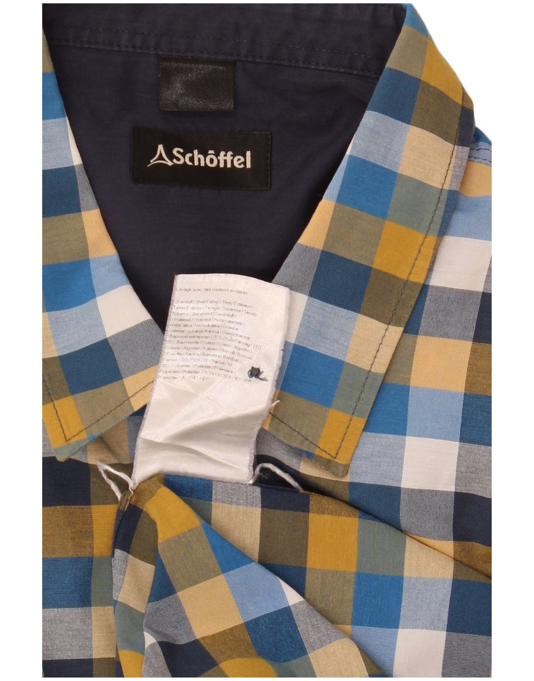 Camicia da uomo Schoffel in cotone a quadri grandi blu