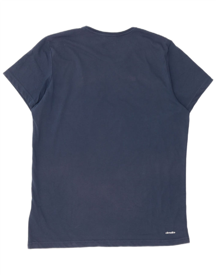 T-shirt grafica ADIDAS da uomo Climalite Top XL in cotone blu navy