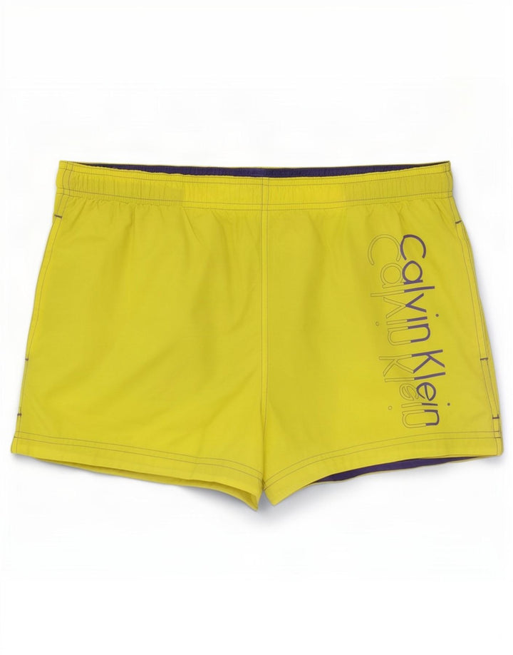 Pantaloncini da bagno grafici da uomo Calvin Klein grandi gialli in poliestere