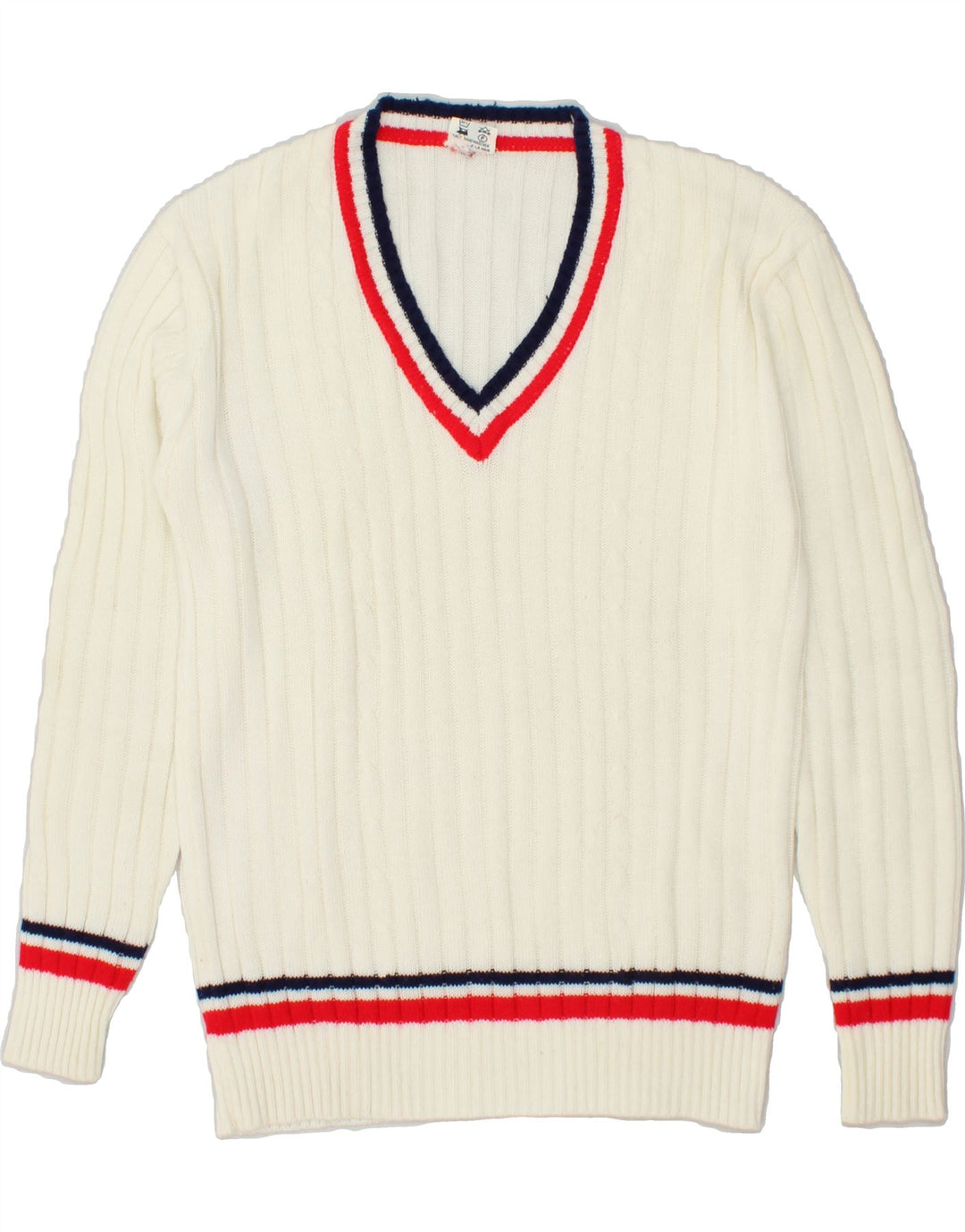 MAJESTIC Maglione da uomo con scollo a V grande acrilico bianco sporco