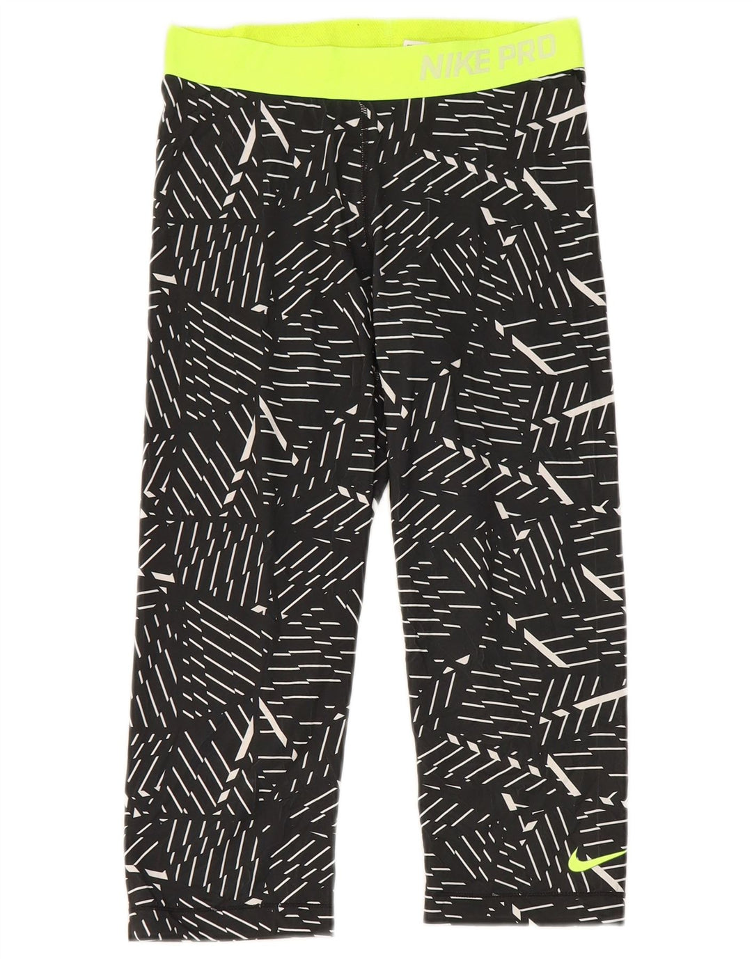 Leggings Capri grafici da donna Nike UK 12 poliestere geometrico nero medio