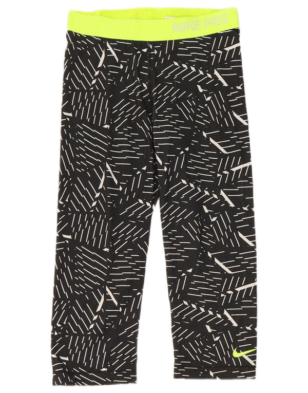 Leggings Capri grafici da donna Nike UK 12 poliestere geometrico nero medio