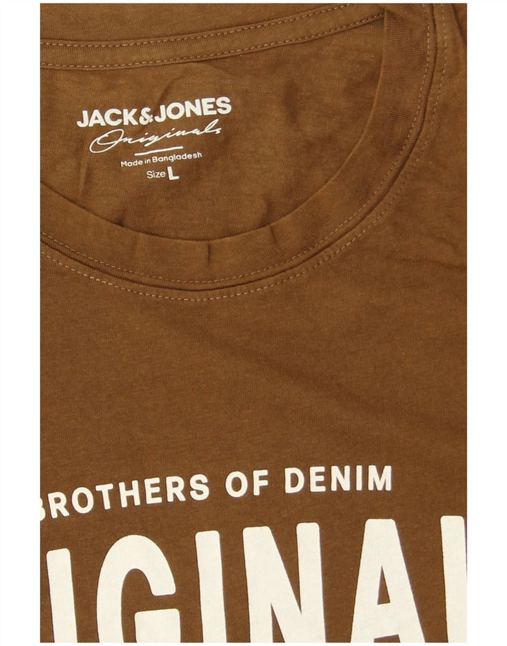 Jack & Jones T-shirt grafica da uomo grande in cotone marrone