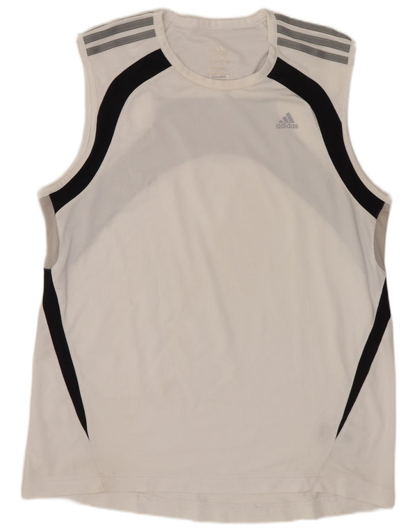 Adidas Mens Climacool Vest Top Large White Colourblock Polyester