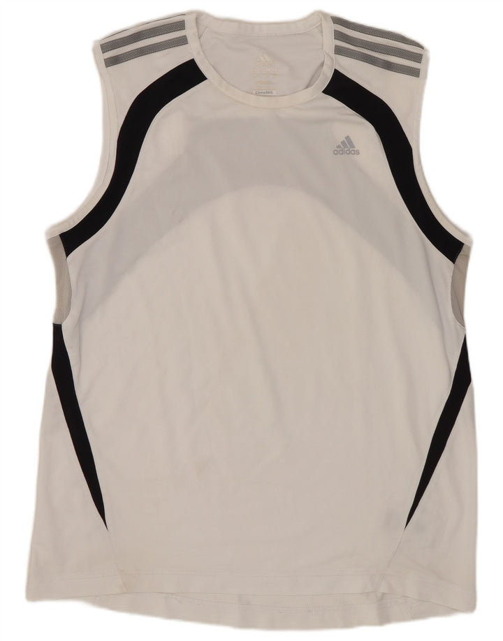 Canotta Adidas Climacool da uomo, grande, in poliestere color block bianco