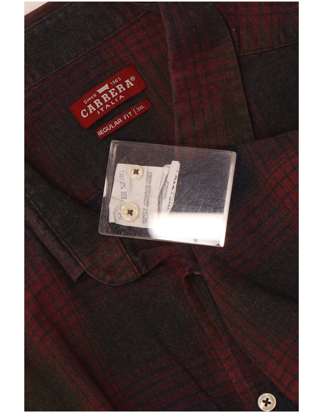 Camicia Carrera da uomo vestibilità regolare 3XL cotone a quadri rossi