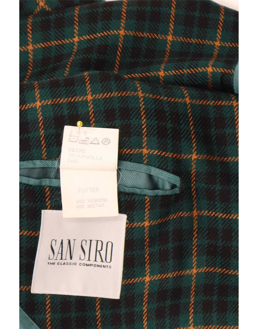 Giacca blazer vintage da uomo a 3 bottoni UK 40 grande lana a quadri verdi