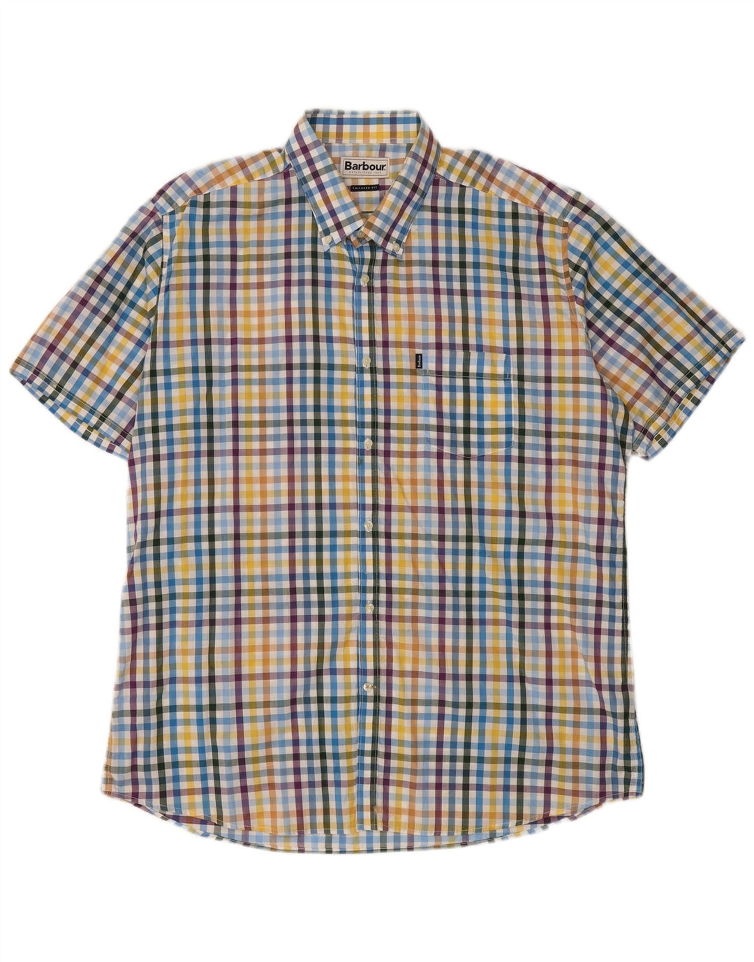 Camicia a maniche corte da uomo Barbour 3XL in cotone a quadretti multicolore classico