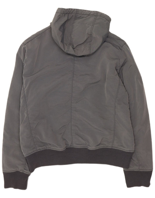 Calvin Klein Jeans Mens Hooded Bomber Jacket UK 44 2XL Grey Polyester