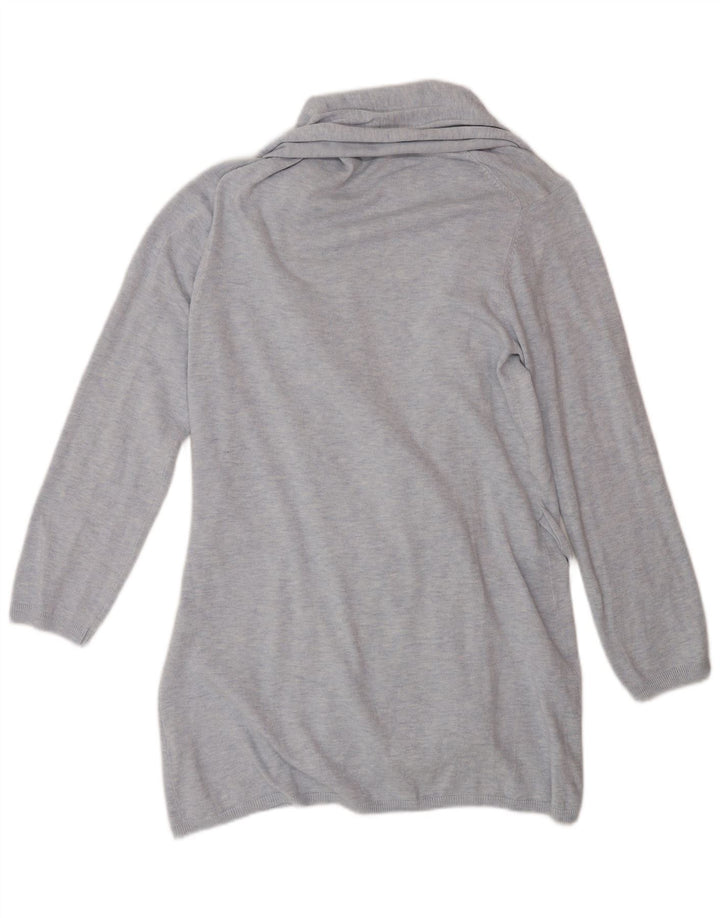 Maglione cardigan lungo da donna Zara UK 14 Viscosa blu medio