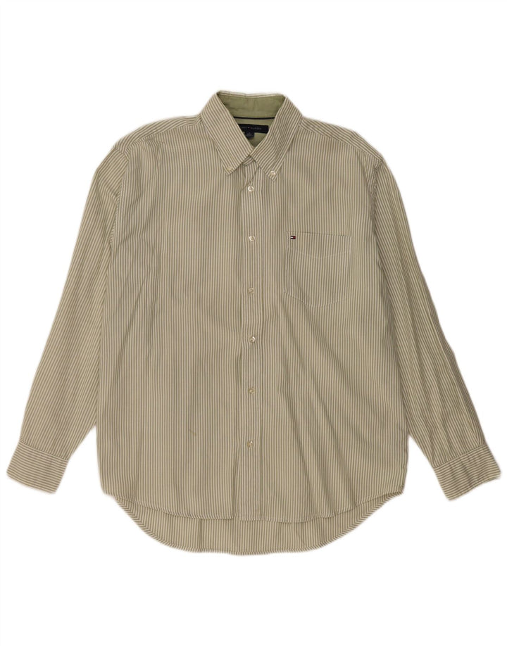 TOMMY HILFIGER Camicia da uomo in cotone gessato medio kaki