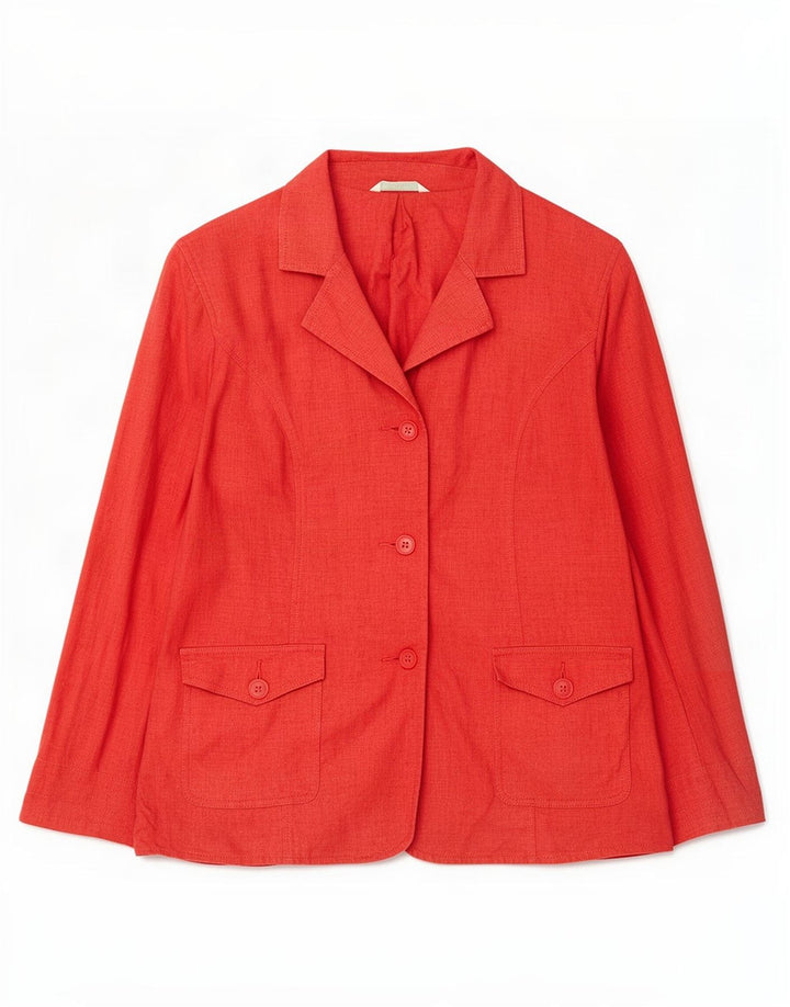 Giacca blazer a 3 bottoni Marks & Spencer da donna UK 16 grande lino rosso