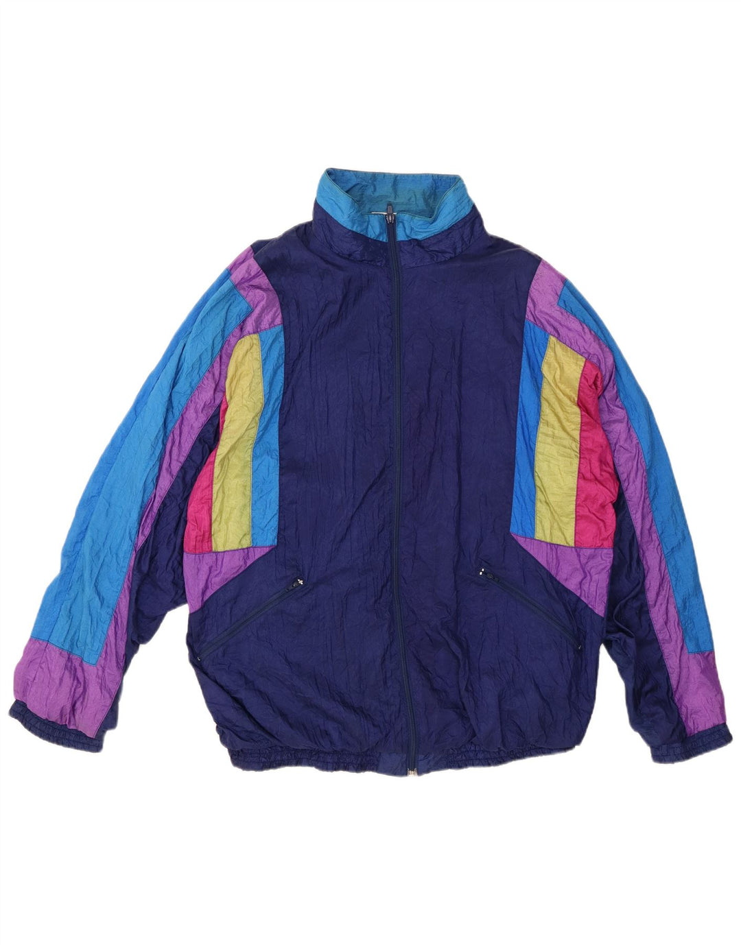 Giacca da tuta da uomo VINTAGE XL in nylon color block blu navy