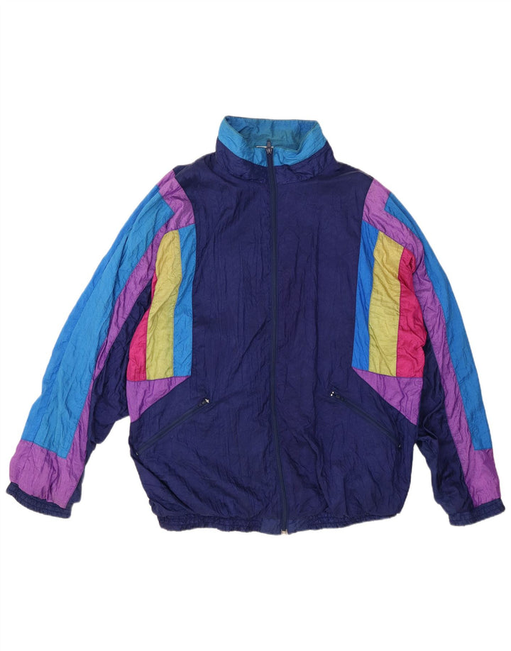 Giacca da tuta da uomo VINTAGE XL in nylon color block blu navy
