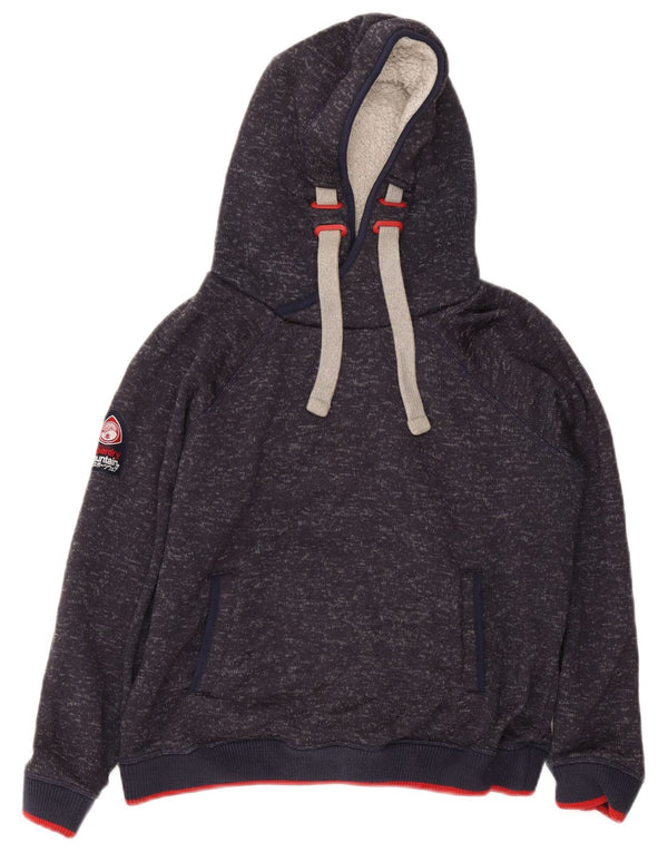 Felpa con cappuccio da donna Superdry UK 18 XL Poliestere screziato blu navy