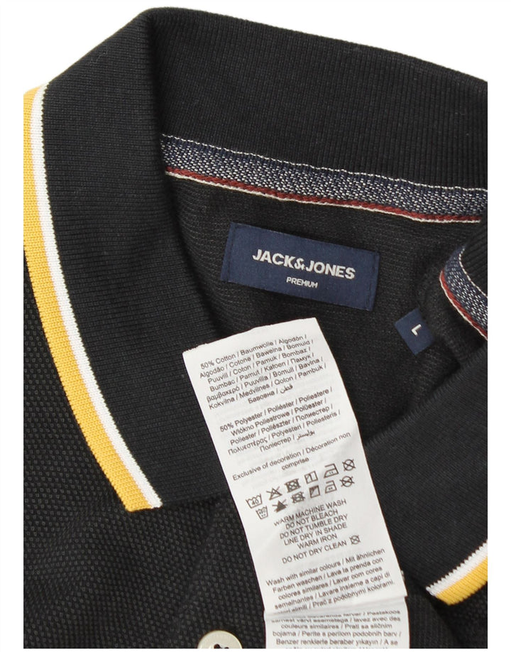 Polo da uomo Jack & Jones grande in cotone nero