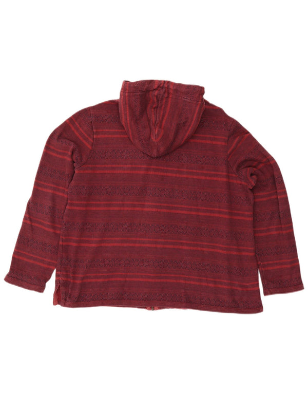 Maglione con cappuccio e zip da donna Fat Face UK 14 Grande cotone a righe bordeaux