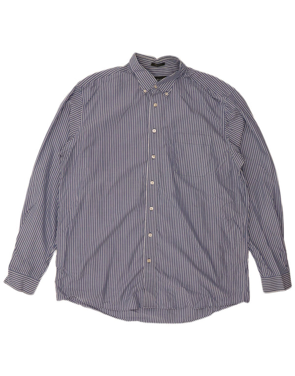 EDDIE BAUER Camicia alta da uomo XL Cotone gessato blu