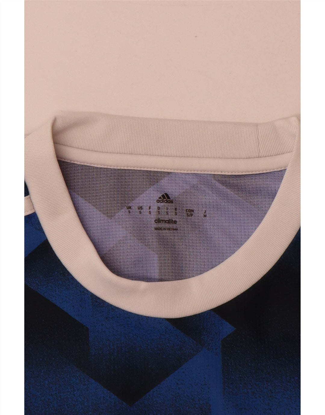T-shirt grafica Adidas da uomo Climalite Top piccolo poliestere geometrico blu