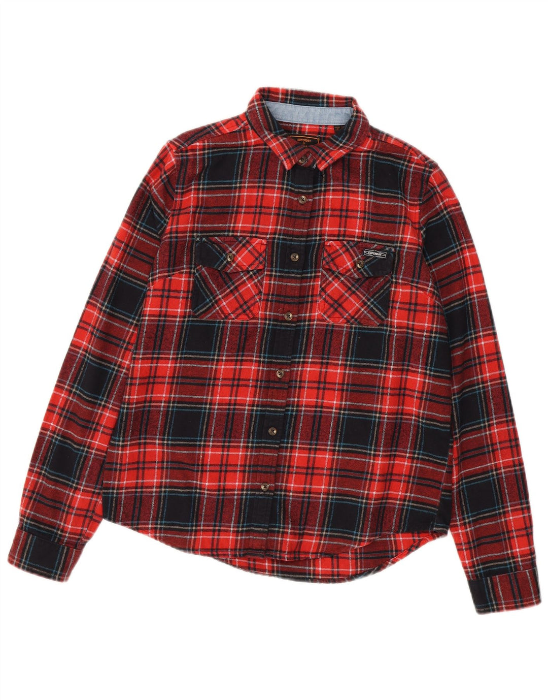 Camicia in flanella da donna SUPERDRY UK 8 piccolo cotone a quadri rossi