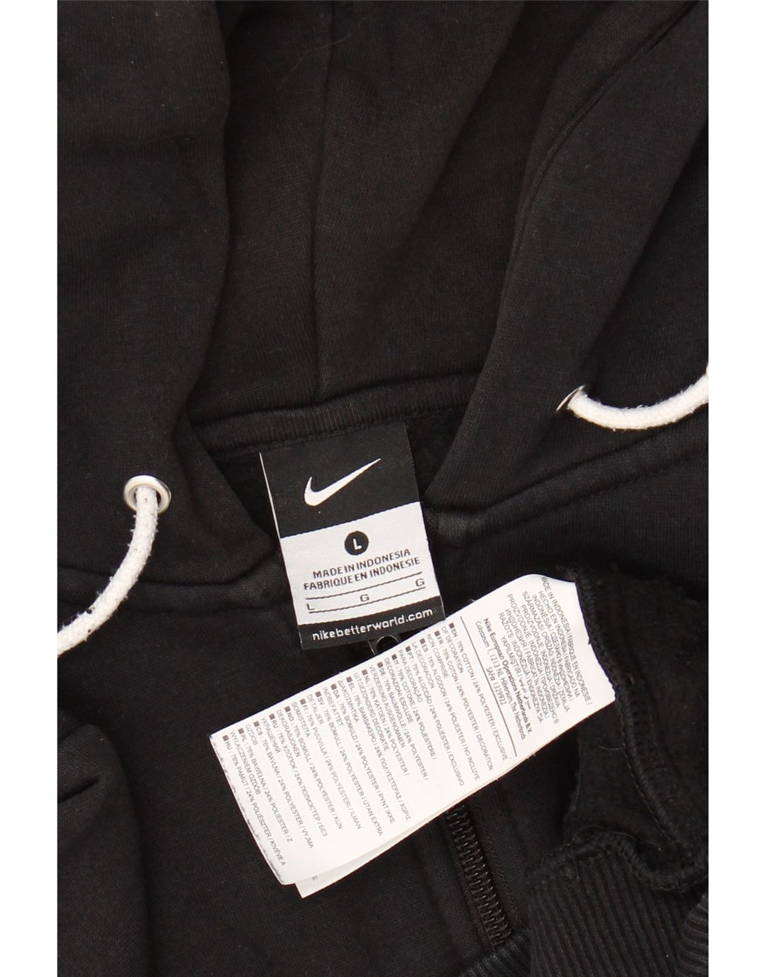 Maglione con cappuccio e zip da uomo NIKE grande in cotone nero