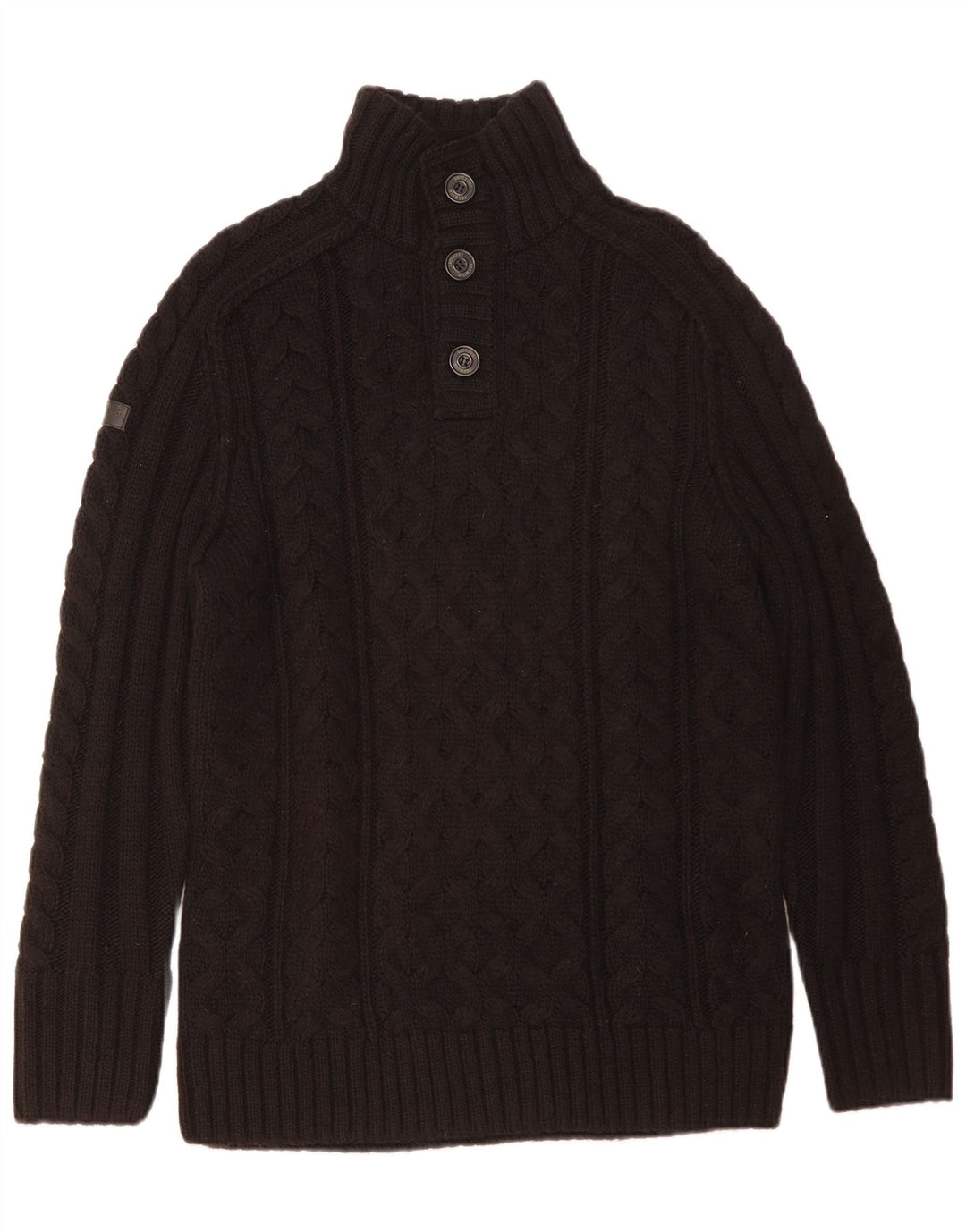Maglione da uomo con collo a bottoni Superdry 2XL acrilico marrone