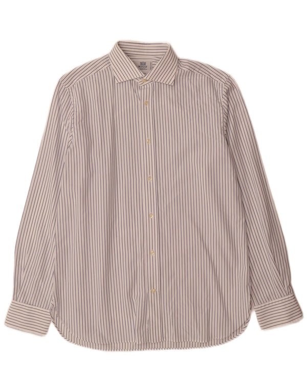 Camicia Boggi da uomo Milano su misura taglia 40 15 3/4 gessato bianco medio