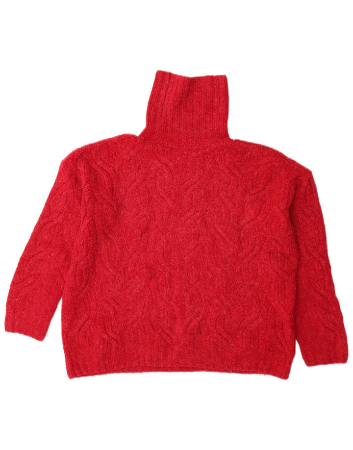 Maglione maglione oversize da donna Marks & Spencer con collo alto UK 10 piccolo rosa