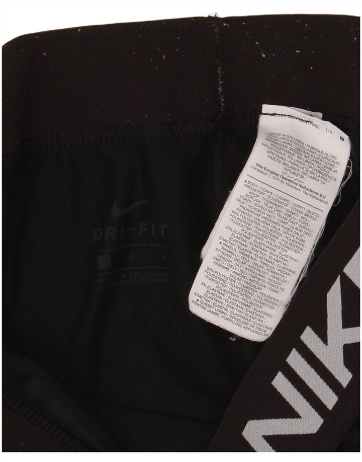 Leggings grafici Nike Dri Fit da donna UK 14 grande poliestere nero